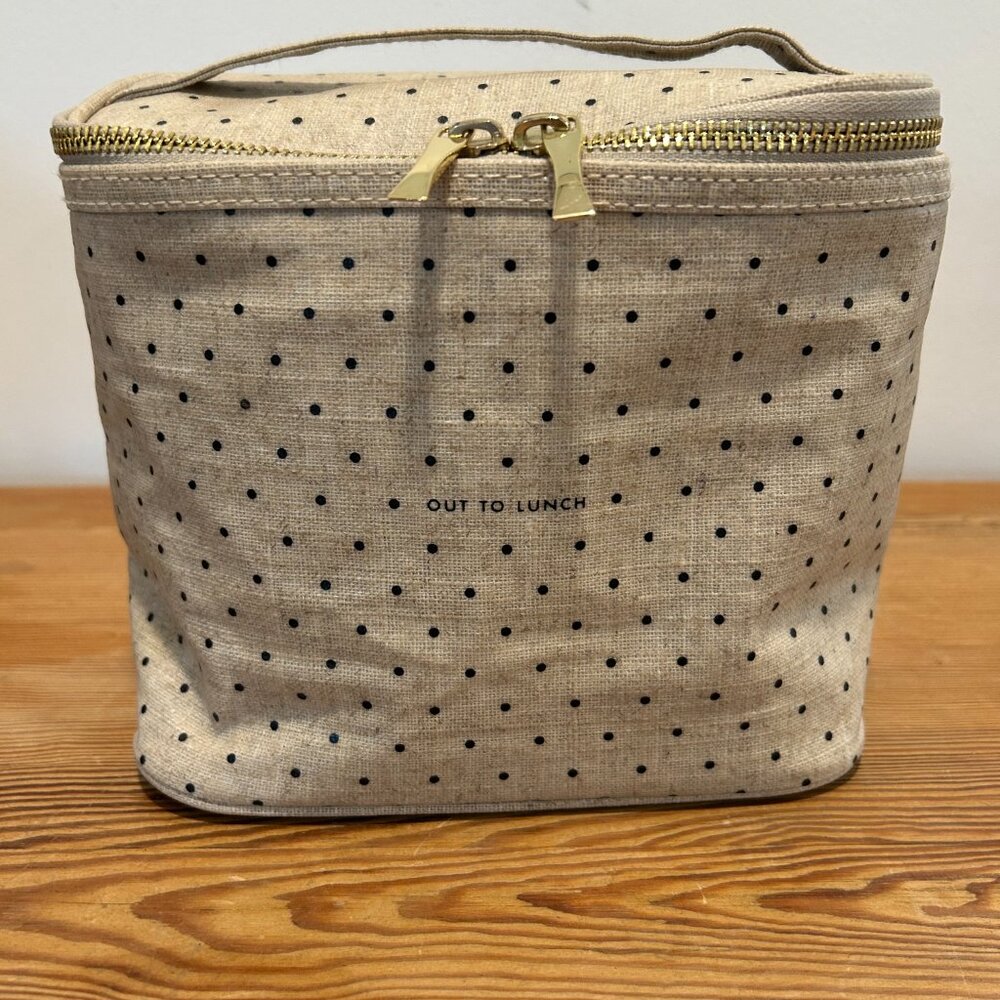 Kate Spade Tan with Black Polka Dot School Work Travel Lunch Bag